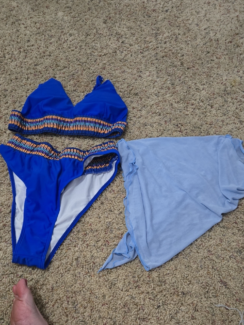 Royal Blue Two-Piece Bikini Set with Cover-Up **see Desc For Size Statement**